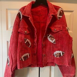 Red Corduroy Football Jacket